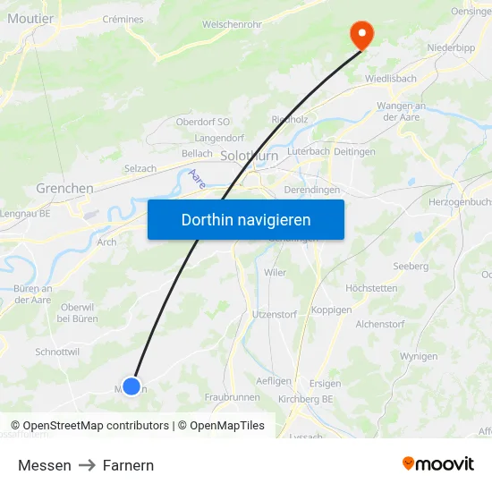 Messen to Farnern map