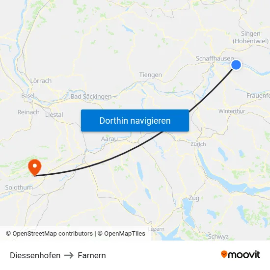Diessenhofen to Farnern map