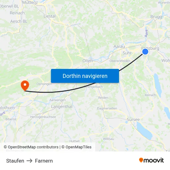Staufen to Farnern map