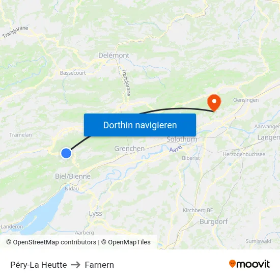 Péry-La Heutte to Farnern map
