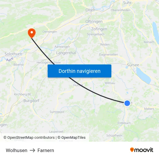 Wolhusen to Farnern map