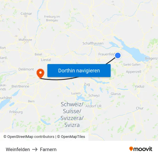 Weinfelden to Farnern map