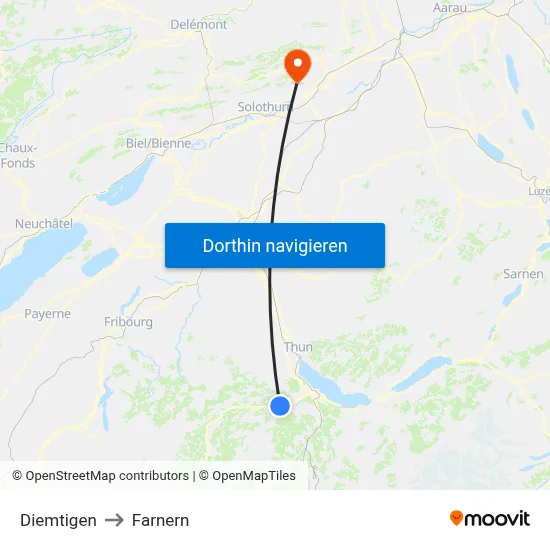 Diemtigen to Farnern map
