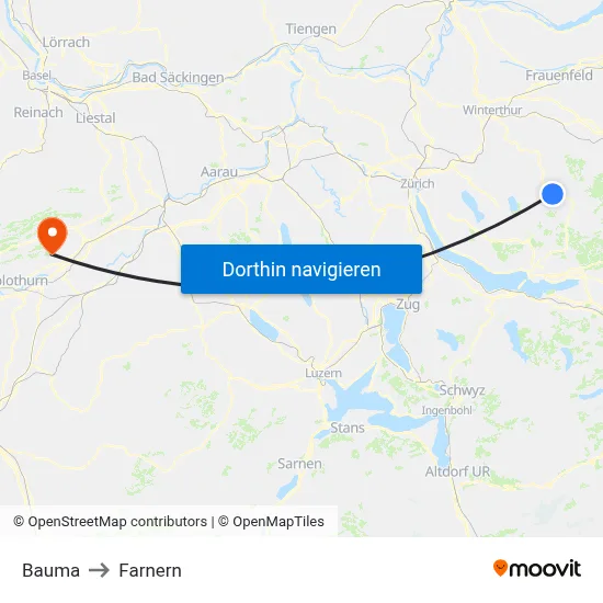 Bauma to Farnern map