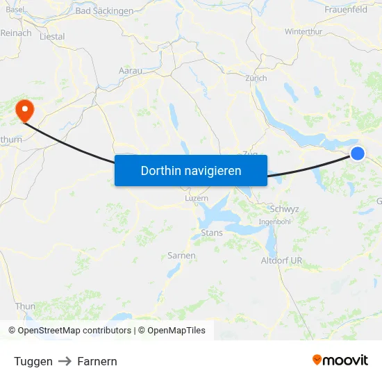 Tuggen to Farnern map