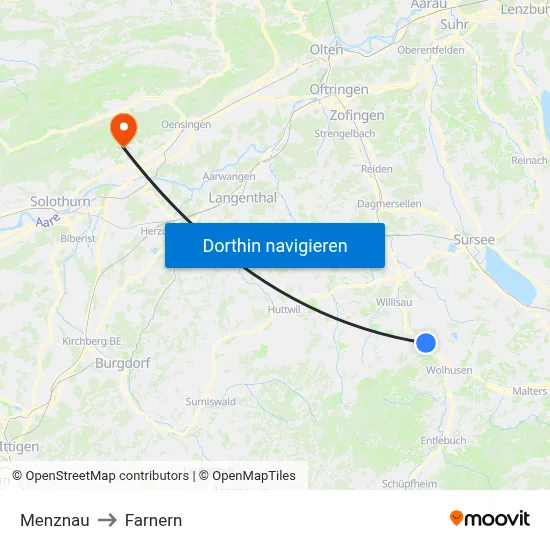 Menznau to Farnern map