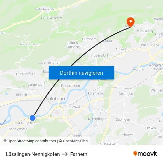 Lüsslingen-Nennigkofen to Farnern map