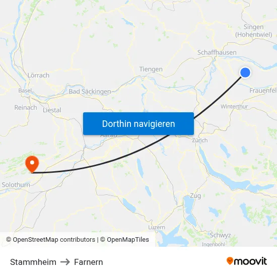 Stammheim to Farnern map