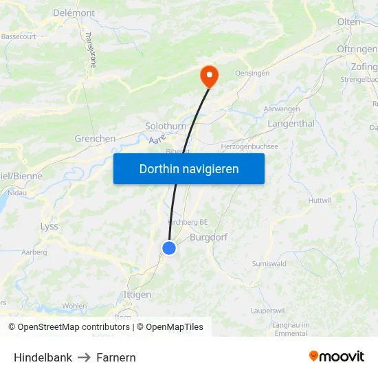 Hindelbank to Farnern map