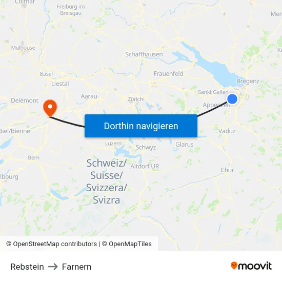 Rebstein to Farnern map