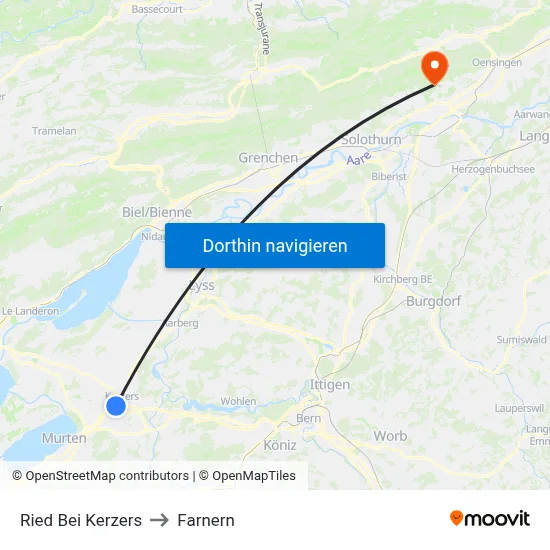 Ried Bei Kerzers to Farnern map