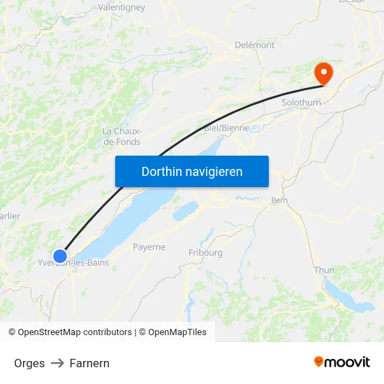 Orges to Farnern map
