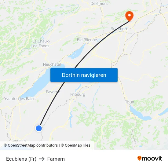 Ecublens (Fr) to Farnern map