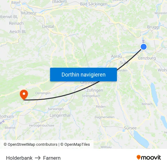 Holderbank to Farnern map