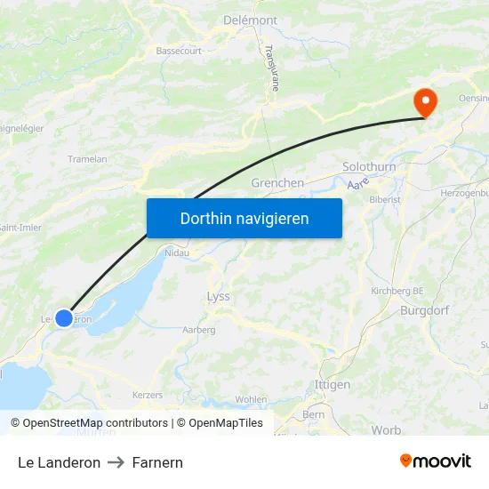 Le Landeron to Farnern map