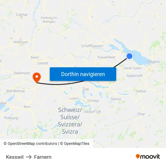 Kesswil to Farnern map