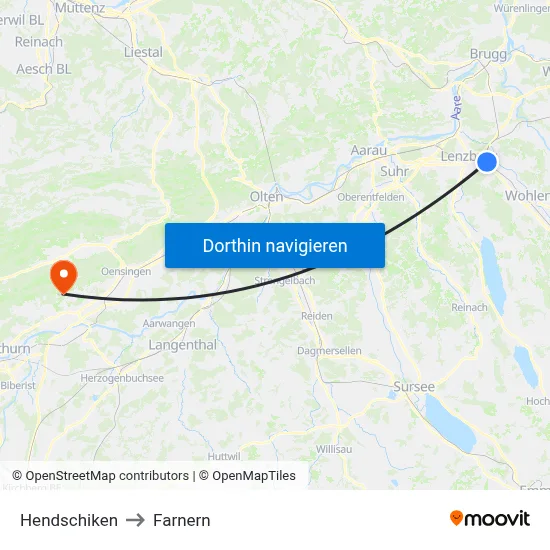 Hendschiken to Farnern map