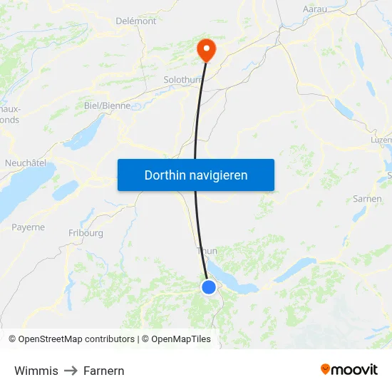 Wimmis to Farnern map