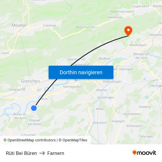 Rüti Bei Büren to Farnern map
