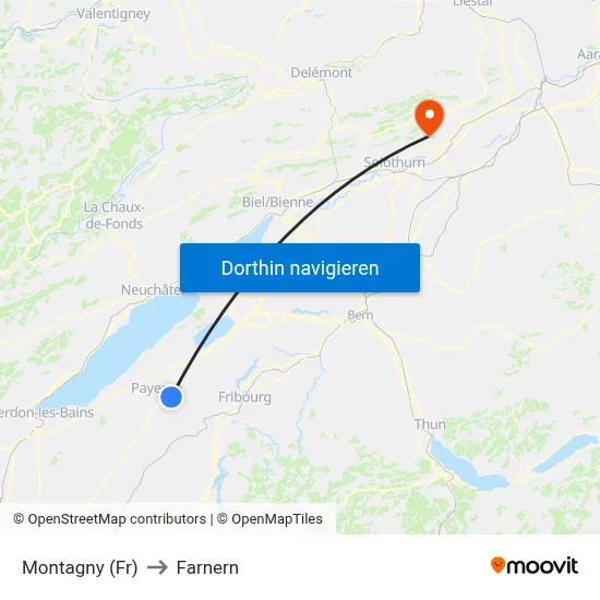 Montagny (Fr) to Farnern map
