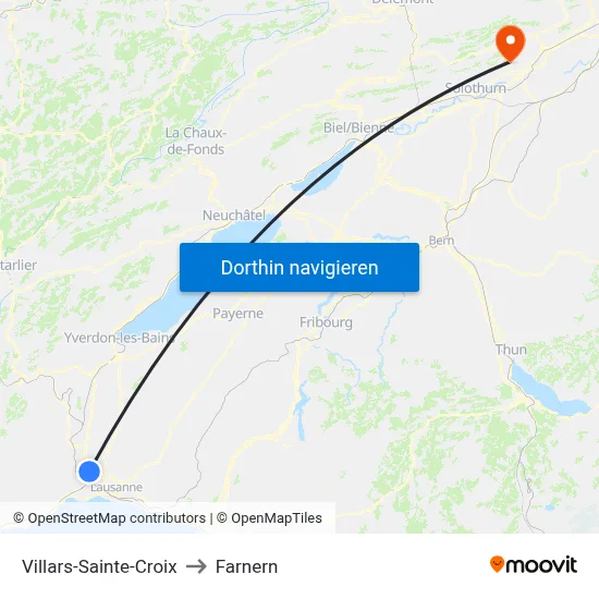 Villars-Sainte-Croix to Farnern map