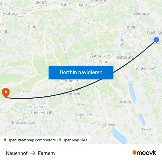 Neuenhof to Farnern map