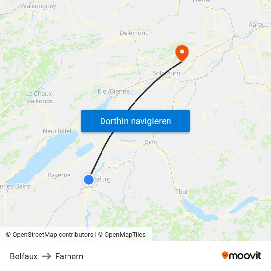 Belfaux to Farnern map