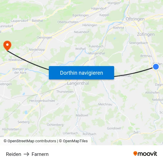 Reiden to Farnern map