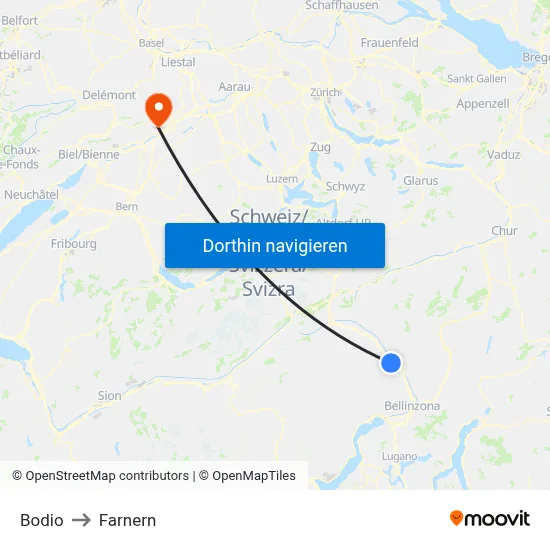 Bodio to Farnern map