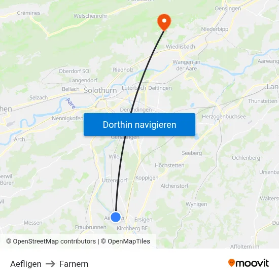 Aefligen to Farnern map
