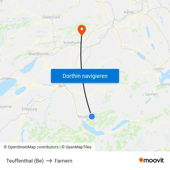 Teuffenthal (Be) to Farnern map