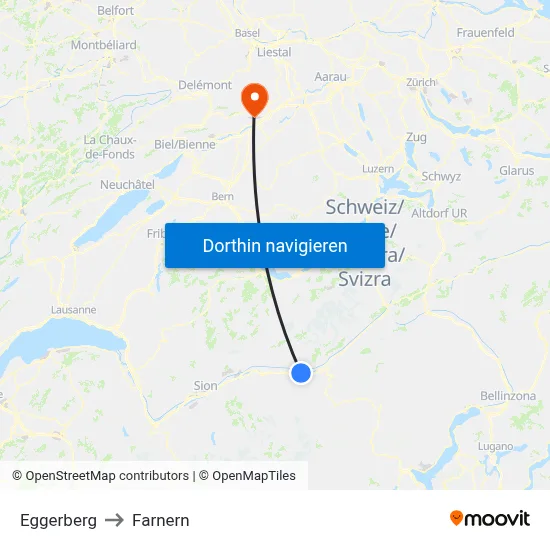 Eggerberg to Farnern map
