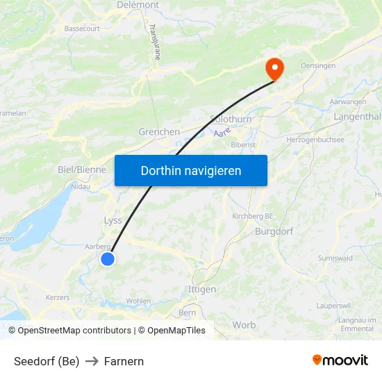 Seedorf (Be) to Farnern map