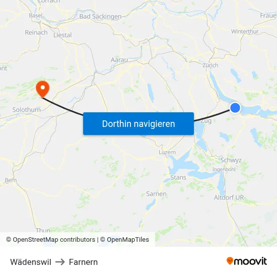Wädenswil to Farnern map