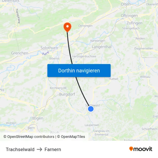 Trachselwald to Farnern map