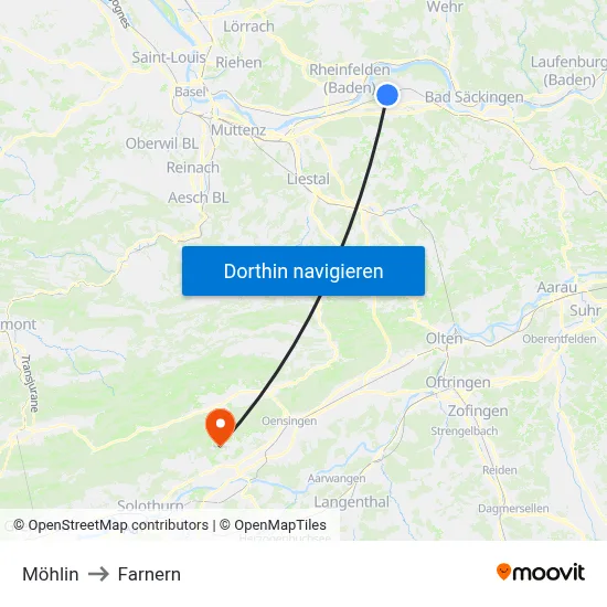 Möhlin to Farnern map