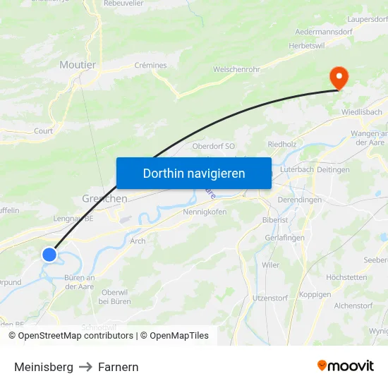 Meinisberg to Farnern map