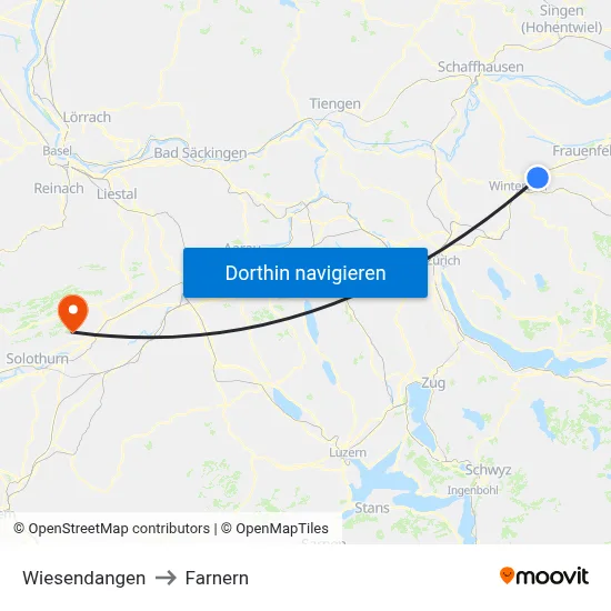 Wiesendangen to Farnern map