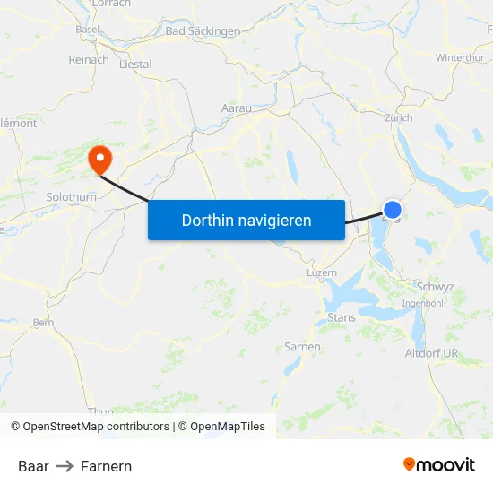 Baar to Farnern map