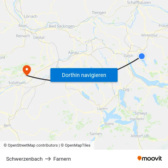 Schwerzenbach to Farnern map