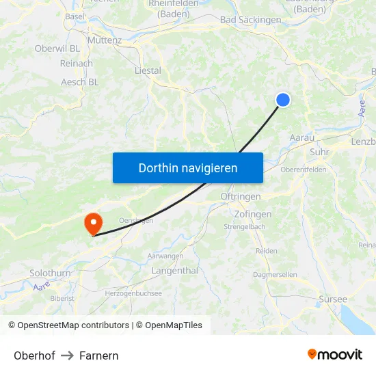Oberhof to Farnern map