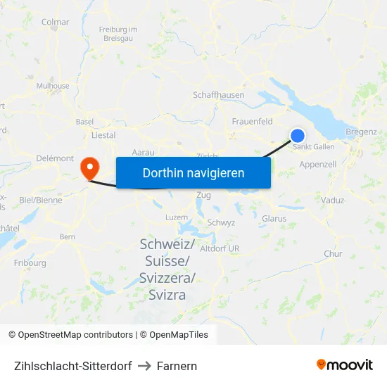 Zihlschlacht-Sitterdorf to Farnern map