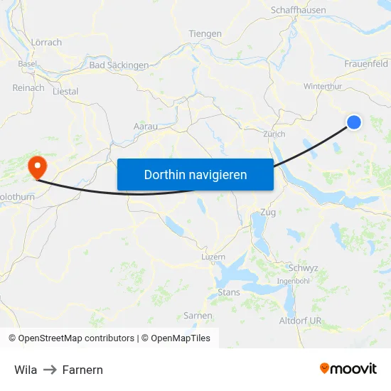 Wila to Farnern map