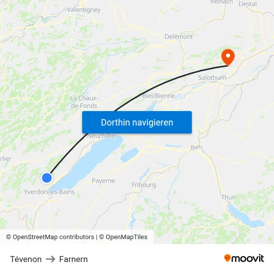 Tévenon to Farnern map