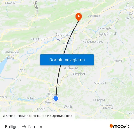 Bolligen to Farnern map
