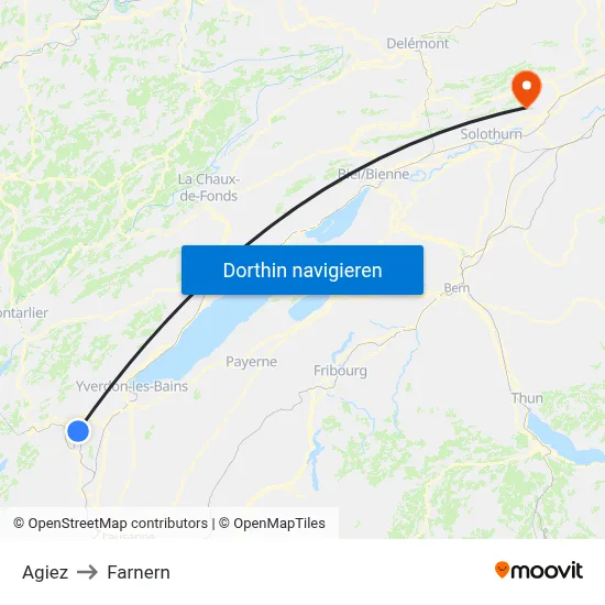 Agiez to Farnern map