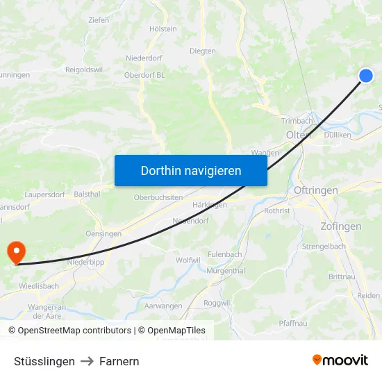 Stüsslingen to Farnern map