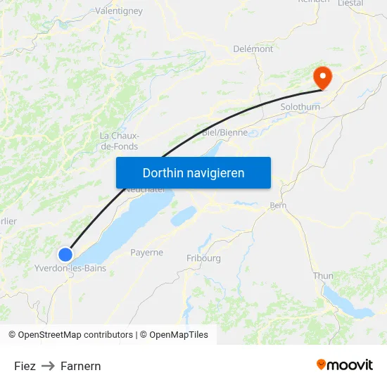 Fiez to Farnern map