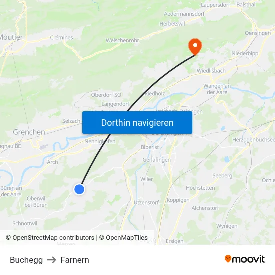 Buchegg to Farnern map