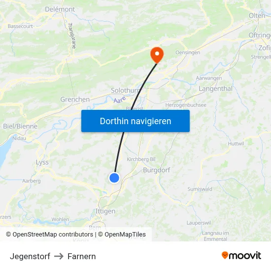 Jegenstorf to Farnern map